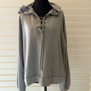 Belldini Gray Lace-Up Hoodie